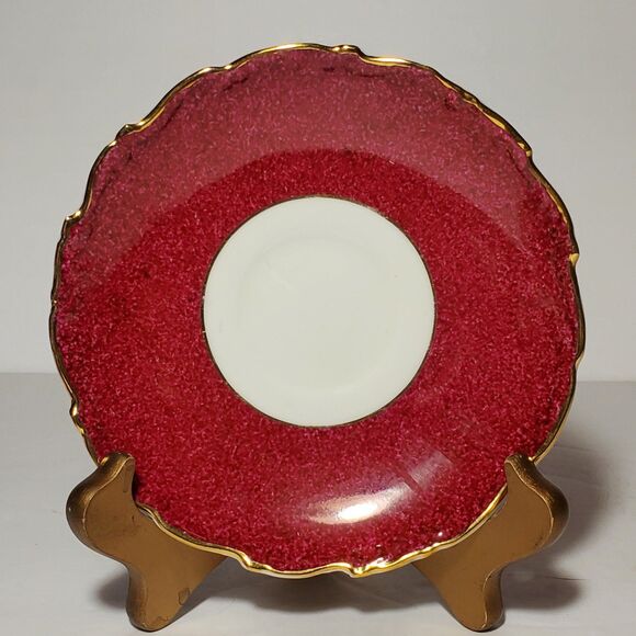 Coalport Teacup and Saucer Burgundy Pink Yellow Blue Flowers Vintage - Picture 9 of 10